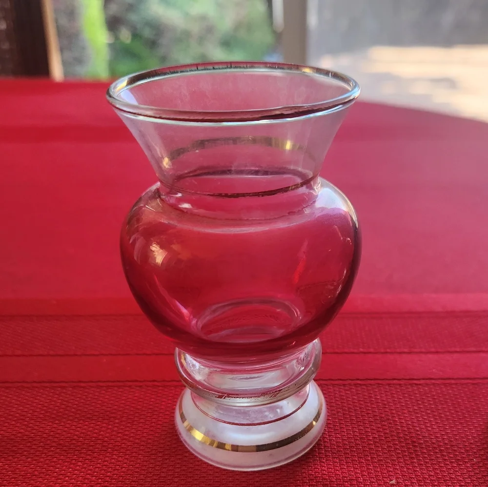 Set of 2 Flash Cranberry Glass Vases 3.75